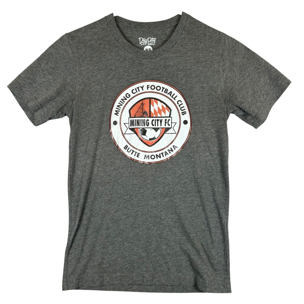 Dig City Supply Mining City FC Butte Montana Graphic T-Shirt Charcoal Grey XS